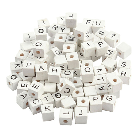 Creativ Company Holzbriefperlen Weiß A-Z, 750st.