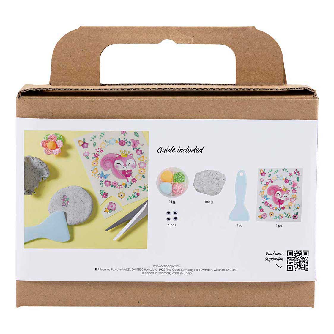 Creativ Company Mini-Hobby-Set Modellieren, Stein mit Insekt, Grau, Hellrosa, Helltürkis, 1 Box