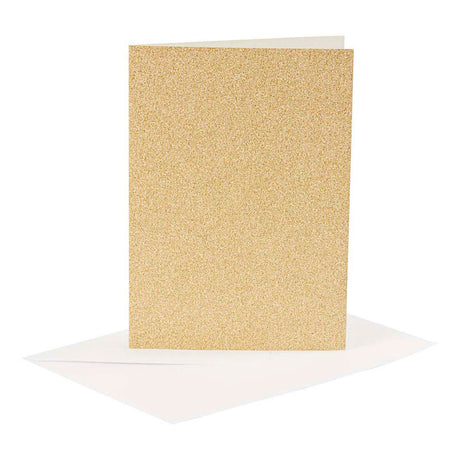 Creativ-Firmenkarten und Umschläge, Kartengröße 10,5 x 15 cm, Umschlaggröße 11,5 x 16,5 cm, Glitzer, 120+250 g, Gold, 4 Set 1 Box