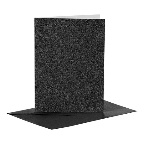 Creativ Firmenkarten und Umschläge 10,5x15cm Glitzer schwarz - 4 Stk.