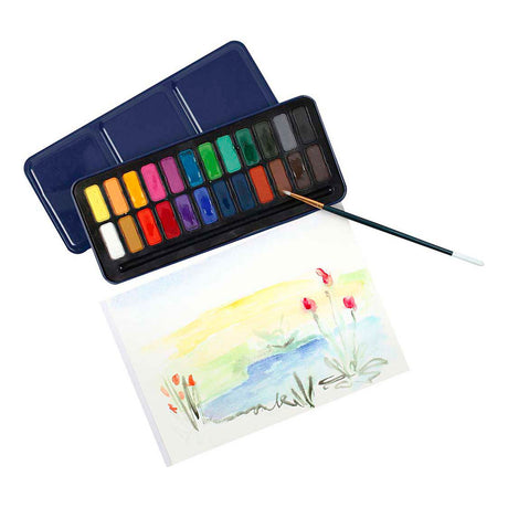 Colortime https: www.cchobby.nl Aquarell-Set-Größe-12x30-mm-verschiedene-Farben-24-Farbe-1-Box