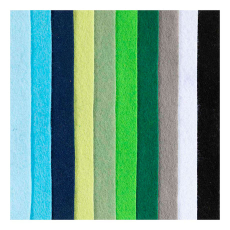 Creativ Company Hobbyfilz, A4, Blatt 210x297 mm, Stärke 2 mm, blaugrüne Harmonie, 10 Stück 1 Karton