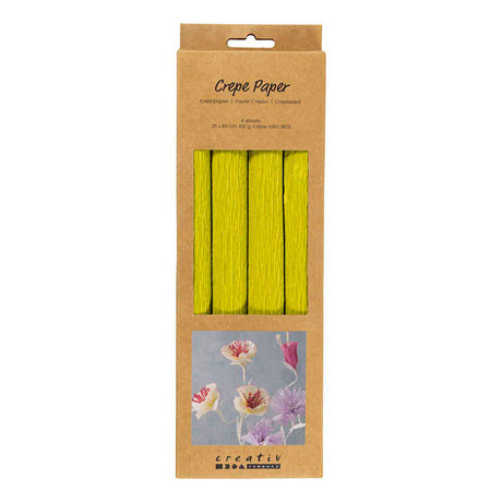 Creativ Company Krepppapier, Blatt 25x60 cm, Kreppverhältnis: 180 %, 105 g, hellgrün, 4 Blatt 1 Karton