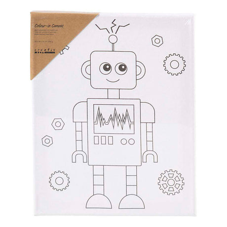 Creativ Company Malleinwand mit Druck, Roboter, D: 1,6 cm, Größe 24x30 cm, 360 g, 1 Stück