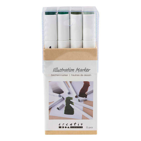 Creativ Company Zeichenstift Strichstärke 1+8mm Naturfarben - 12 Stk.