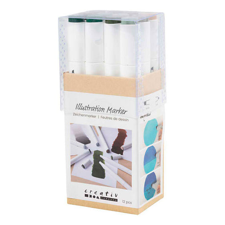 Creativ Company Zeichenmarker, Strichstärke 1+8 mm, Naturfarben, 12 Stück 1 Box
