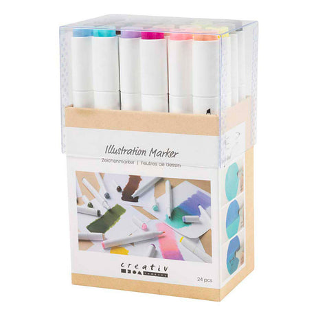 Kreativunternehmen https: www.cchobby.nl Zeichenmarker-Linienstärke-1-8-mm-Pastellfarben-Standardfarben-24-Stück-1-Box