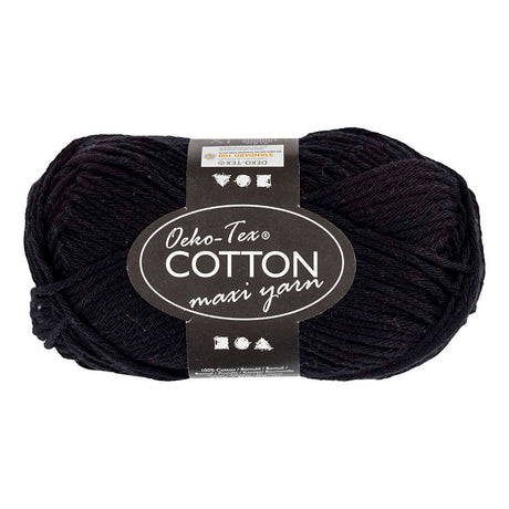 Creativ Company Baumwollgarn, Größe 8 8, L: 80-85 m, schwarz, 50 g 1 Knäuel