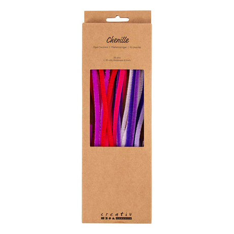 Creativ Company Chenille, L: 30 cm, Stärke 6 mm, lila rosa Harmonie, 25 Stück 1 Box