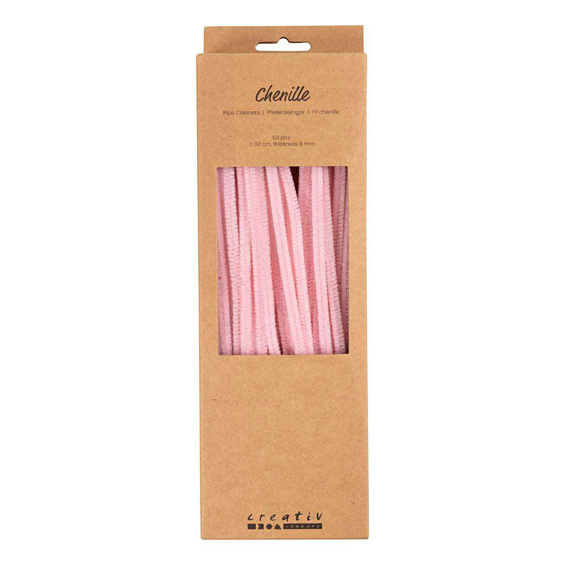 Creativ Company Chenille, L: 30 cm, Stärke 6 mm, rosa, 50 Stück 1 Box