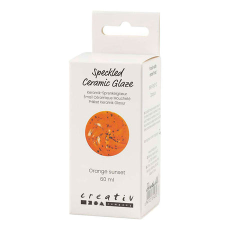 Creativ Company gesprenkelte Keramikglasur 999–1060 C, opak, orangefarbene Sonne – 60 ml
