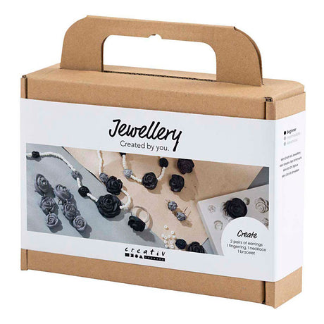 Creativ Company Mini-Hobby-Set Schmuck, Rosen, Schwarz, Schwarz-Weiß, Weiß, 1 Box