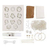 Creativ Company Mini-Hobby-Set Schmuck, Ohrringe, Armband und Halskette mit Blumendesign, Beige, Hellbeige, Beige, 1 Box