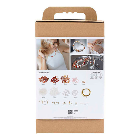 Creativ Company Hobby-Set Schmuck, Beige, gebranntes Orange, weißes Perlmutt, 1 Box