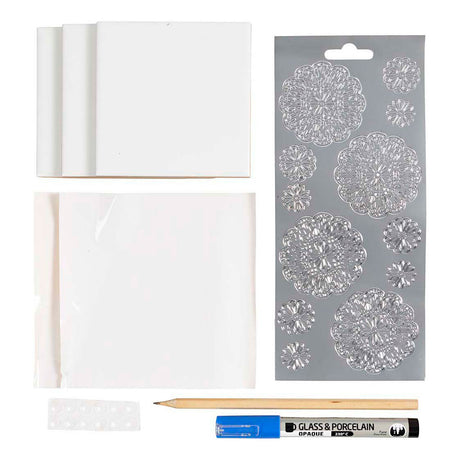 Creativ Company Mini-Hobby-Set Dekoration, Porzellan-Untersetzer, blau, 1 Box