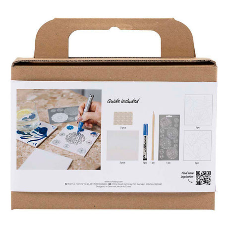Creativ Company Mini-Hobby-Set Dekoration, Porzellan-Untersetzer, blau, 1 Box