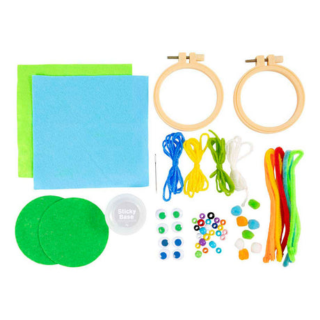 Creativ Company Mini-Hobby-Set Stickgesichter blau und grün