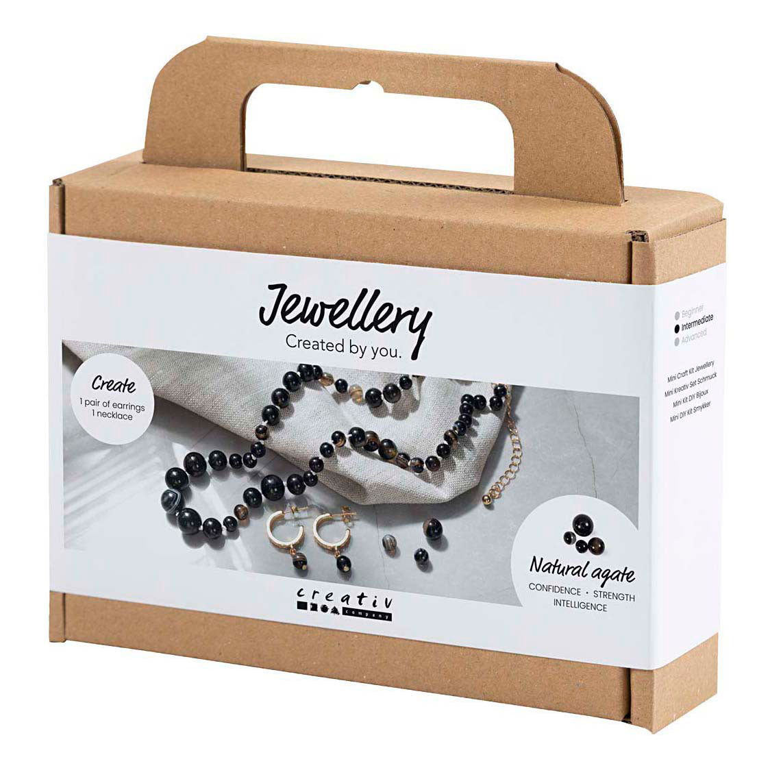 Creativ Company Mini-Hobby-Set Schmuck, Halskette und Ohrringe, schwarz, weiß, 1 Box