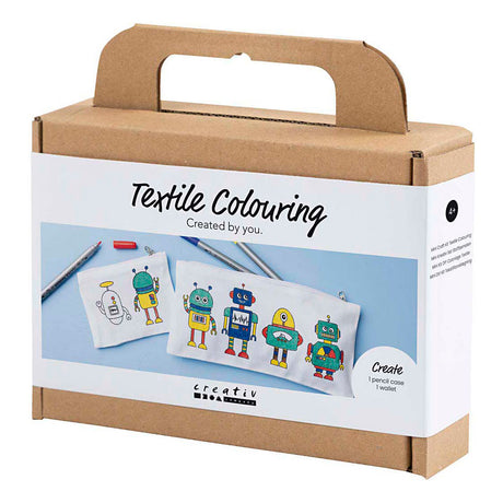 Creativ Company Mini-Hobbyset Textildekoration, Roboter, Grundfarben, 1 Box