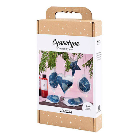 Creativ Company Hobby-Set Cyanotypie, Weihnachtsdekorationen mit Cyanotypie, Blau, Silber, 1 Box
