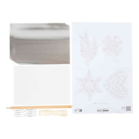 Creativ Company Mini-Hobby-Set Dekoration, Weihnachtsdekoration, silbernes Metall, 1 Box