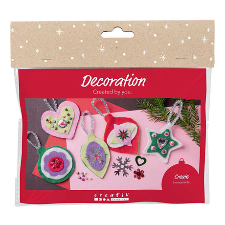 Creativ Company Mini-Hobby-Set Dekoration, Weihnachtsdekoration aus Filz, verschiedene Farben, 1 Box