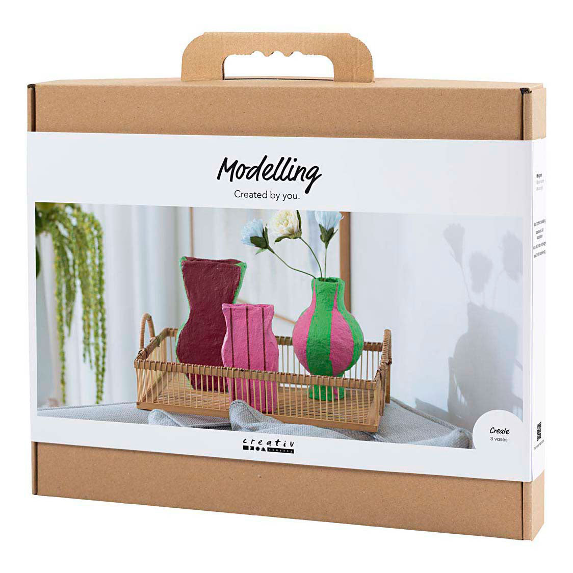 Creativ Company Maxi-Modellbau-Hobby-Set, Pappmaché-Vasen, verschiedene Farben, 1 Box