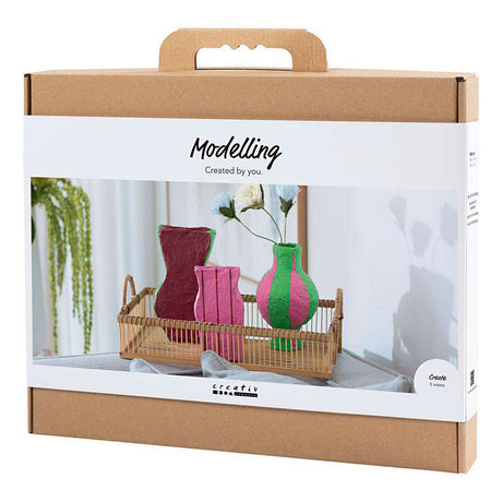 Creativ Company Maxi-Modellbau-Hobby-Set, Pappmaché-Vasen, verschiedene Farben, 1 Box