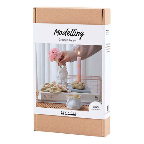 Creativ Company Modellbau-Hobbyset, Vasen und Kerzenständer, Beige, Elfenbein, gebrochenes Weiß, 1 Box