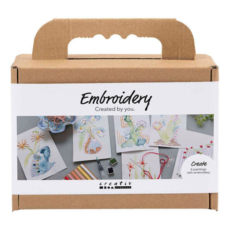 Creativ Company Mini-Hobby-Set Sticken, Gemälde mit Stickerei, verschiedene Farben, 1 Box