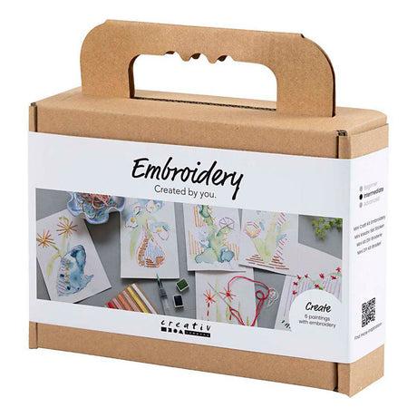 Creativ Company Mini-Hobby-Set Sticken, Gemälde mit Stickerei, verschiedene Farben, 1 Box