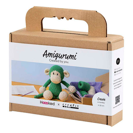 Creativ Company Hobby-Set Amigurumi, Affe, grün, gebrochenes Weiß, 1 Box