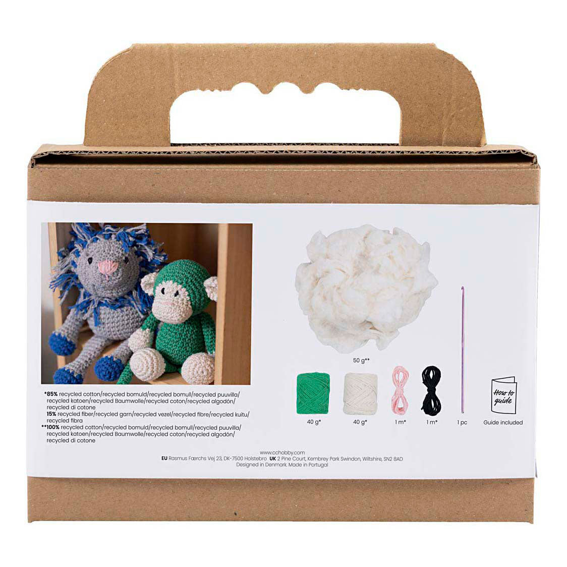 Creativ Company Hobby-Set Amigurumi, Affe, grün, gebrochenes Weiß, 1 Box