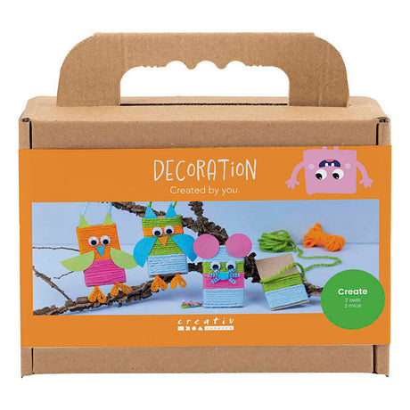 Creativ Company Mini-Hobby-Set Dekoration, Mäuse und Eulen, verschiedene Farben, 1 Box