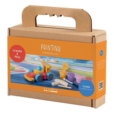 Creativ Company Mini-Hobby-Set zum Bemalen eines Rennwagens aus Holz