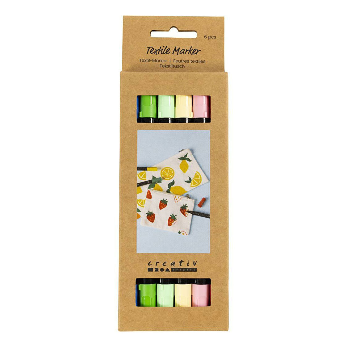 Doppelseitige farbige Textilmarker der Firma Creativ – 6 Stk.