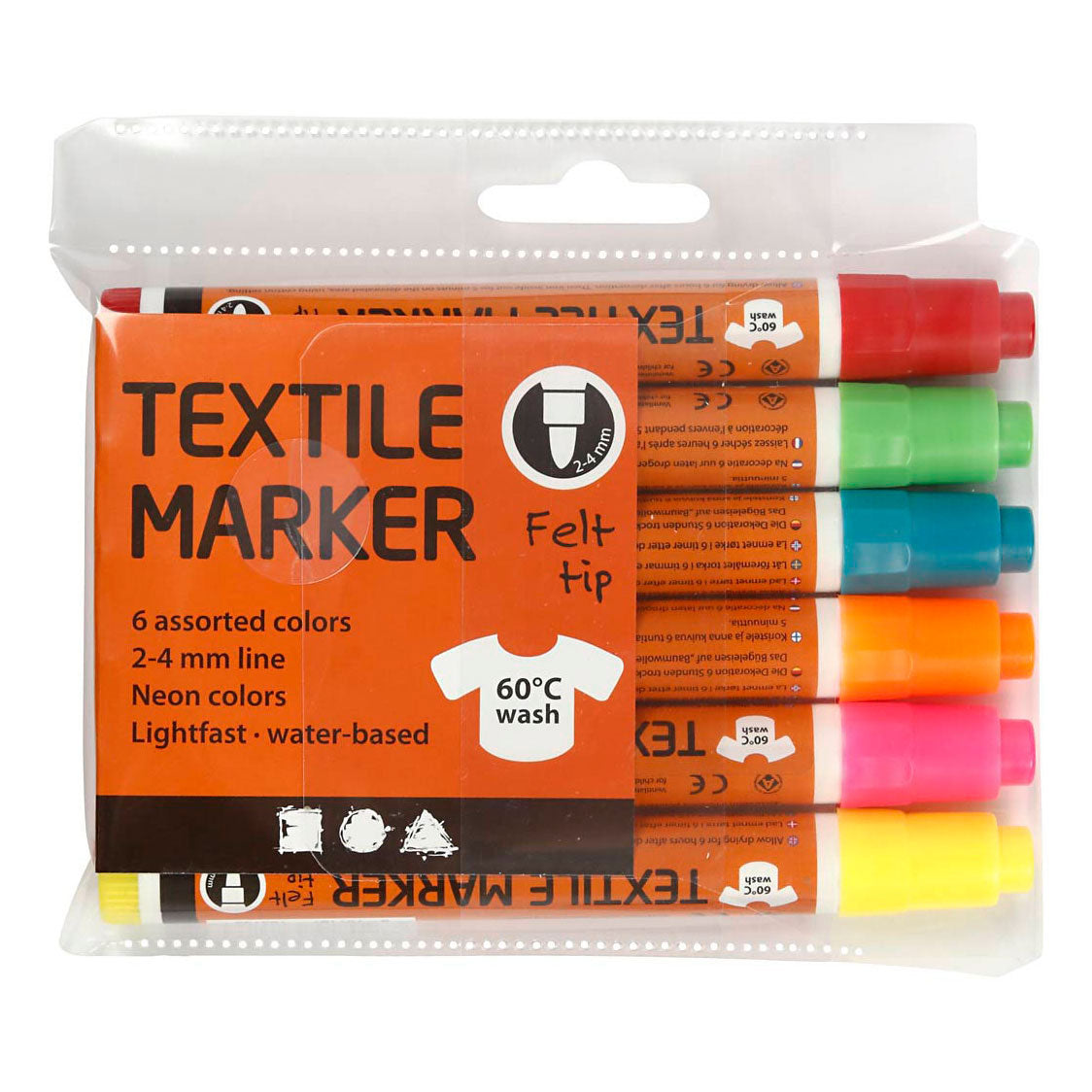 Kreativunternehmen https: www.cchobby.nl Textilmarker-Linienstärke-2-4-mm-Neonfarben-6-Stück-1-Box