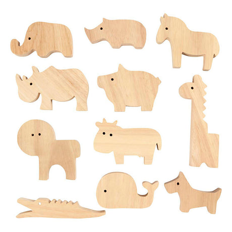 Creativ Company Holztiere, Bauernhof und Safari, H: 3-14,5 cm, Stärke 2 cm, 44 Stück 1 Box