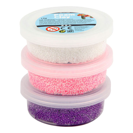 Foam Clay ®, Glitzer, Metallic, Rosa, Lila, Weiß, 3x14 gr 1 Box