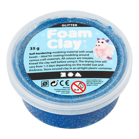 Foam Clay ®, Glitzer, blau, 35 gr 1 Box