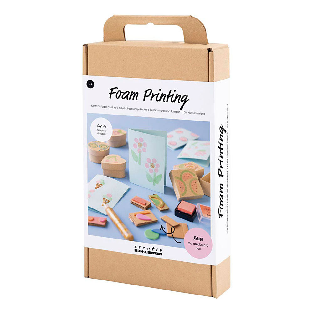 Creativ Company Hobby-Set Schaumstoffdruck, dekorierte Schachteln und Karten, Beige, Mittelgrün, Mint, leuchtendes Rot, 1 Box