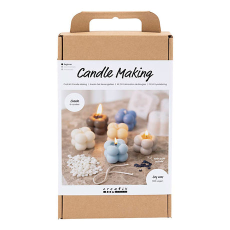 Creativ Company Hobby-Set Kerzenherstellung, Seifenblasen-Sojakerze, Beige, Hellblau, Creme, 1 Box