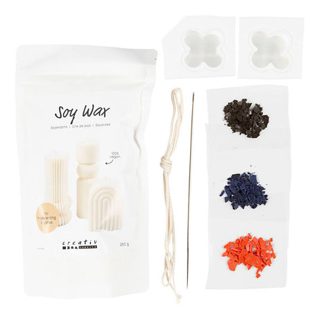 Creativ Company Hobby-Set Kerzenherstellung, Seifenblasen-Sojakerze, Beige, Hellblau, Creme, 1 Box