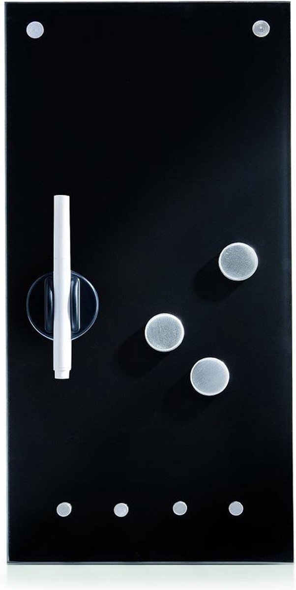 Zeller magnetisch whiteboard 20 x 40 cm - zwart - wandmontage