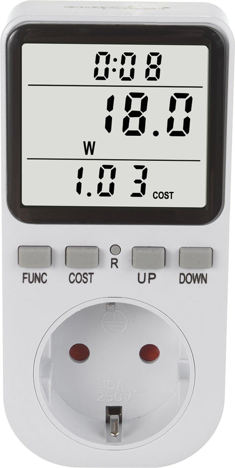 Greenblue - Energiezähler - Verbrauchszähler - Wattzähler - Stromzähler - Energiekosten - Typ F, 220-240V AC, 50Hz, max. Last 16a, IP20, eingebauter Akku, GB364 f – für die Niederlande