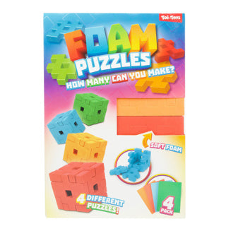 Toi-toys Puzzle Schaumstoffwürfel 3D 4 Teile sortiert | 6 Stück