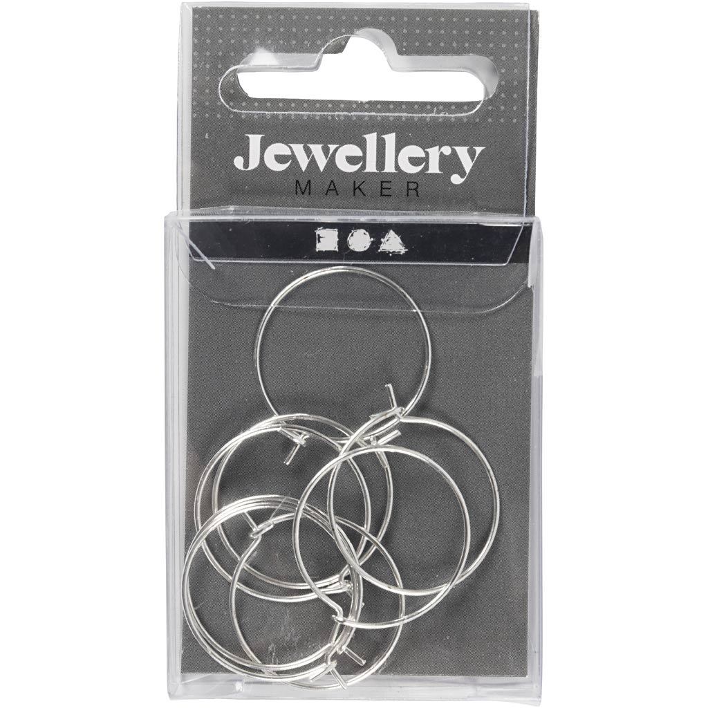 Creativ Company Ohrring, D 20 mm, versilbert, 8 Stück 1 Box