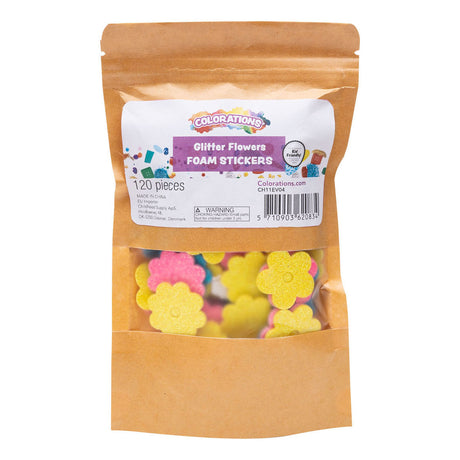 Colorationen - Schaumstoffaufkleber Glitzerblumen, 120 Stk.
