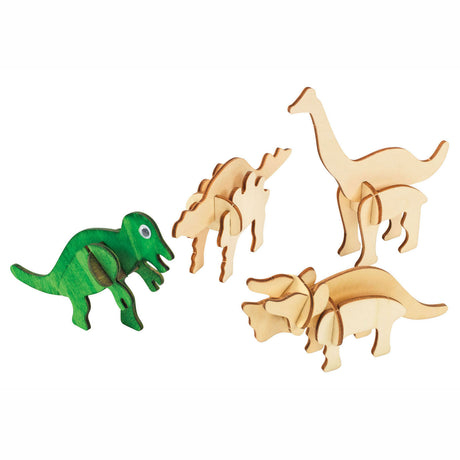 Farbgebiete Bouwpacket Houten 3D Dinosaurus, 4 Set von 4