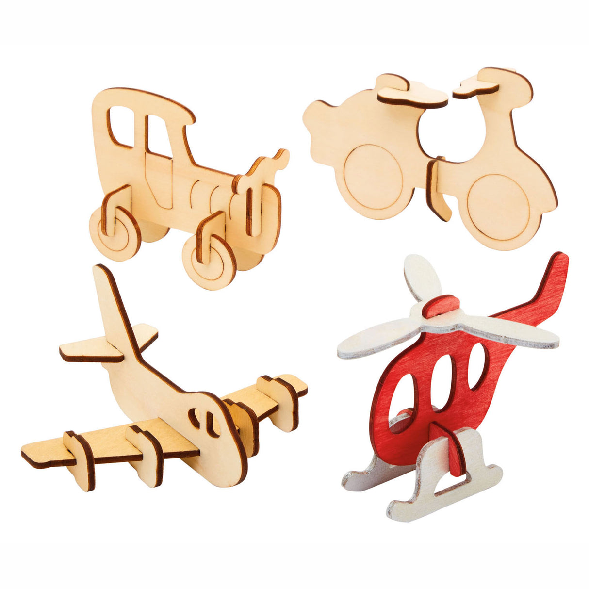Farbkaufpaket Houten 3D -Fahrzeuge, 4 -Set von 4